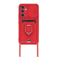 Newface Samsung Galaxy A56 Kılıf Zuma Kartvizitli Yüzüklü Silikon - Kırmızı