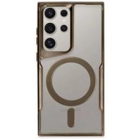 Newface Samsung Galaxy S23 Ultra Kılıf Boyi Magsafe Silikon Kapak - Kahverengi
