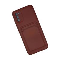 Newface Samsung Galaxy A02S Kılıf Kelvin Kartvizitli Silikon - Bordo