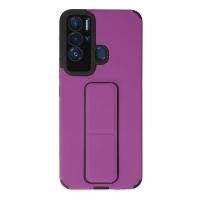 Newface Tecno Pova Neo Kılıf Mega Standlı Silikon - Mor