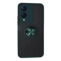 Newface Vivo Y17S Kılıf Montreal Yüzüklü Silikon Kapak - Yeşil