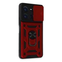 Newface Vivo Y36 Kılıf Pars Lens Yüzüklü Silikon - Kırmızı