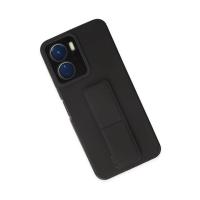 Newface Vivo Y16 Kılıf Mega Standlı Silikon - Siyah