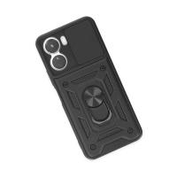 Newface Vivo Y16 Kılıf Pars Lens Yüzüklü Silikon - Siyah