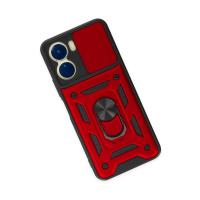 Newface Vivo Y16 Kılıf Pars Lens Yüzüklü Silikon - Kırmızı