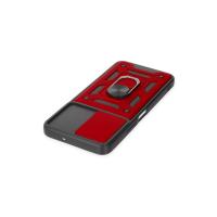 Newface Vivo Y16 Kılıf Pars Lens Yüzüklü Silikon - Kırmızı