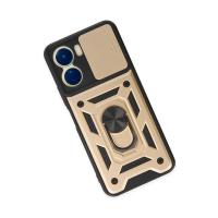 Newface Vivo Y16 Kılıf Pars Lens Yüzüklü Silikon - Gold