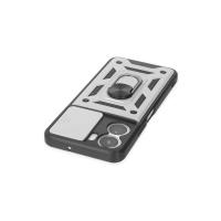 Newface Vivo Y16 Kılıf Pars Lens Yüzüklü Silikon - Gümüş