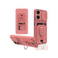 Newface Vivo Y16 Kılıf Zuma Kartvizitli Yüzüklü Silikon - Pembe