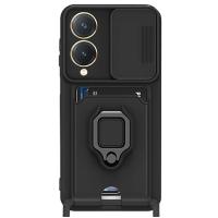 Newface Vivo Y17S Kılıf Zuma Kartvizitli Yüzüklü Silikon - Siyah