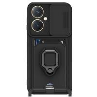 Newface Vivo Y27 Kılıf Zuma Kartvizitli Yüzüklü Silikon - Siyah