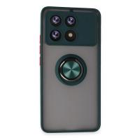 Newface Xiaomi Poco X6 Pro Kılıf Montreal Yüzüklü Silikon Kapak - Yeşil