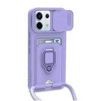 Newface Xiaomi Redmi Note 13 Pro 5G Kılıf Zuma Kartvizitli Yüzüklü Silikon - Lila