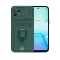 Newface Xiaomi Mİ 11 Lite Kılıf Zuma Kartvizitli Yüzüklü Silikon - Yeşil