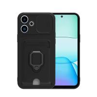 Newface Xiaomi Redmi 13 4G Kılıf Zuma Kartvizitli Yüzüklü Silikon - Siyah