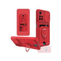 Newface Xiaomi Redmi Note 11T Kılıf Zuma Kartvizitli Yüzüklü Silikon - Kırmızı