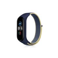 Newface Xiaomi Mi Band 4 Hasırlı Cırtcırtlı Kordon - Sarı-Lacivert