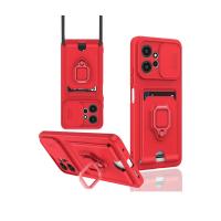 Newface Xiaomi Redmi Note 12 4G Kılıf Zuma Kartvizitli Yüzüklü Silikon - Kırmızı