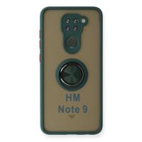 Newface Xiaomi Redmi Note 9 Kılıf Montreal Yüzüklü Silikon Kapak - Yeşil