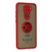 Newface Xiaomi Redmi Note 9 Kılıf Montreal Yüzüklü Silikon Kapak - Kırmızı