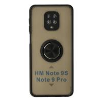 Newface Xiaomi Redmi Note 9 Pro Kılıf Montreal Yüzüklü Silikon Kapak - Siyah