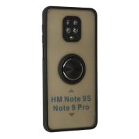 Newface Xiaomi Redmi Note 9 Pro Kılıf Montreal Yüzüklü Silikon Kapak - Siyah