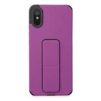 Newface Xiaomi Redmi 9A Kılıf Mega Standlı Silikon - Mor