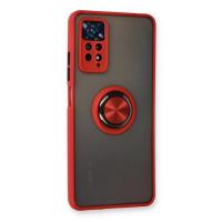 Newface Xiaomi Redmi Note 11 Pro Kılıf Montreal Yüzüklü Silikon Kapak - Kırmızı