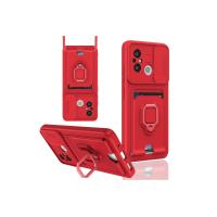 Newface Xiaomi Redmi 12C Kılıf Zuma Kartvizitli Yüzüklü Silikon - Kırmızı