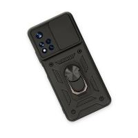 Newface Xiaomi Poco M4 Pro 5G Kılıf Pars Lens Yüzüklü Silikon - Siyah