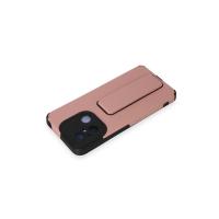 Newface Xiaomi Redmi 12C Kılıf Mega Standlı Silikon - Pudra