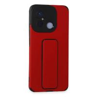 Newface Xiaomi Redmi 12C Kılıf Mega Standlı Silikon - Kırmızı