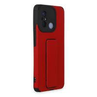 Newface Xiaomi Redmi 12C Kılıf Mega Standlı Silikon - Kırmızı