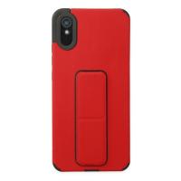 Newface Xiaomi Redmi 9A Kılıf Mega Standlı Silikon - Kırmızı