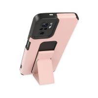 Newface Xiaomi Redmi Note 10 Kılıf Mega Standlı Silikon - Pudra