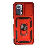 Newface Xiaomi Redmi Note 10 Pro Kılıf Pars Lens Yüzüklü Silikon - Kırmızı