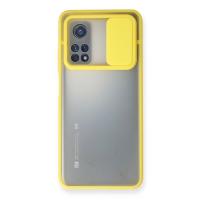 Newface Xiaomi Mi 10T Kılıf Palm Buzlu Kamera Sürgülü Silikon - Sarı