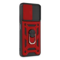 Newface Xiaomi Redmi Note 12 5G Kılıf Pars Lens Yüzüklü Silikon - Kırmızı