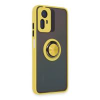 Newface Xiaomi Redmi Note 12S Kılıf Montreal Yüzüklü Silikon Kapak - Sarı