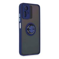 Newface Xiaomi Redmi Note 12S Kılıf Montreal Yüzüklü Silikon Kapak - Lacivert