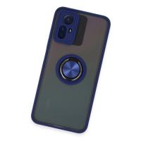 Newface Xiaomi Redmi Note 12S Kılıf Montreal Yüzüklü Silikon Kapak - Lacivert