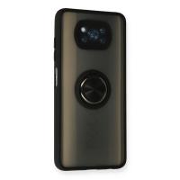 Newface Xiaomi Pocophone X3 Kılıf Montreal Yüzüklü Silikon Kapak - Siyah