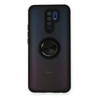 Newface Xiaomi Redmi 9 Kılıf Montreal Yüzüklü Silikon Kapak - Siyah