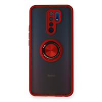 Newface Xiaomi Redmi 9 Kılıf Montreal Yüzüklü Silikon Kapak - Kırmızı