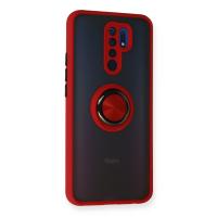 Newface Xiaomi Redmi 9 Kılıf Montreal Yüzüklü Silikon Kapak - Kırmızı