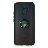 Newface Xiaomi Redmi 9 Kılıf Montreal Yüzüklü Silikon Kapak - Yeşil