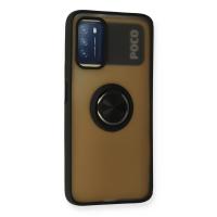 Newface Xiaomi Redmi 9T Kılıf Montreal Yüzüklü Silikon Kapak - Siyah