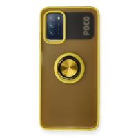 Newface Xiaomi Redmi 9T Kılıf Montreal Yüzüklü Silikon Kapak - Sarı