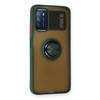 Newface Xiaomi Redmi 9T Kılıf Montreal Yüzüklü Silikon Kapak - Yeşil