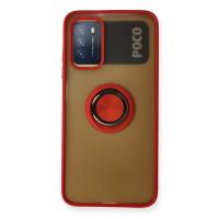 Newface Xiaomi Redmi 9T Kılıf Montreal Yüzüklü Silikon Kapak - Kırmızı